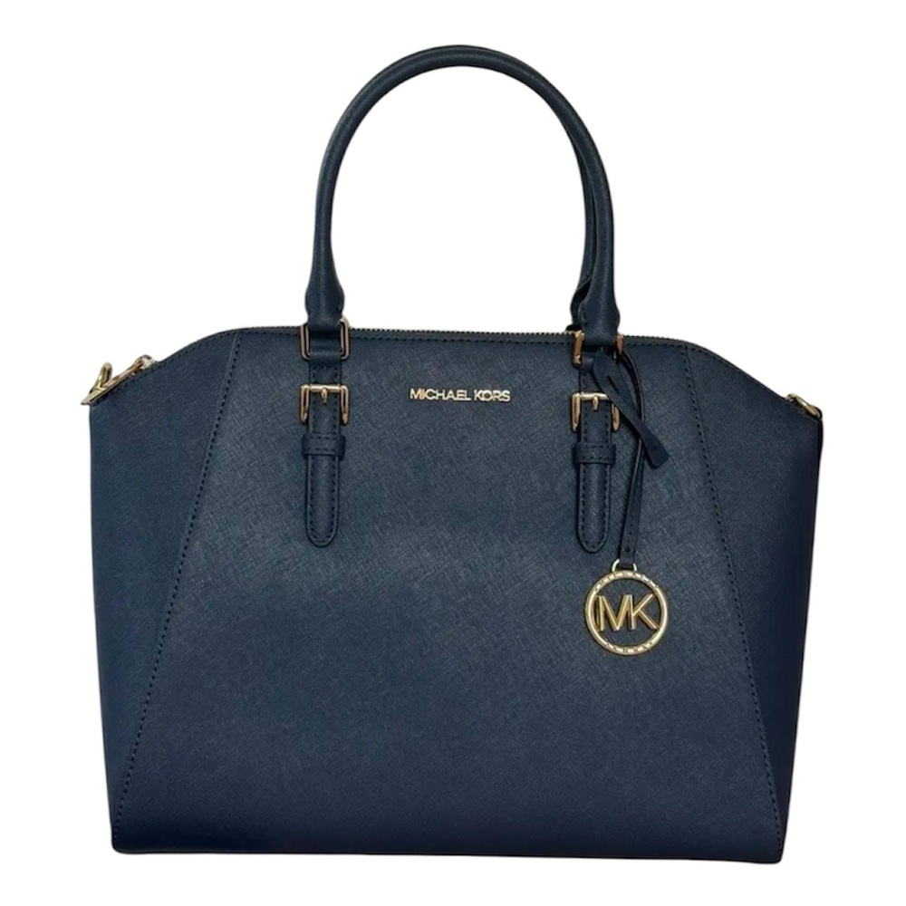 Michael Kors Ciara Large Satchel in Blue Saffiano Leather